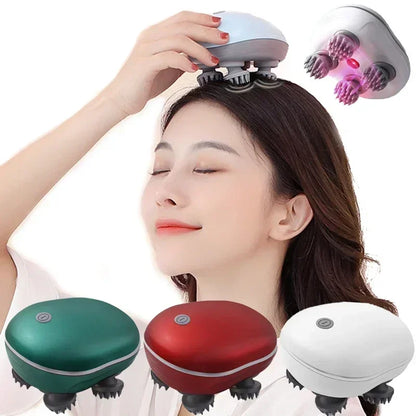 Masseur électrique pour le cuir chevelu et la tête, thérapie par lumière rouge, anti-stress, relaxation, massage corporel, élimine les tensions musculaires et la fatigue